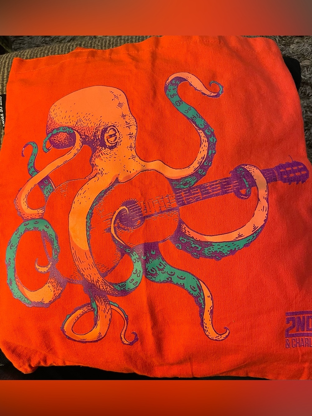 Out of Print Orange Canvas Tote with Black Label - Picture 1 of 7